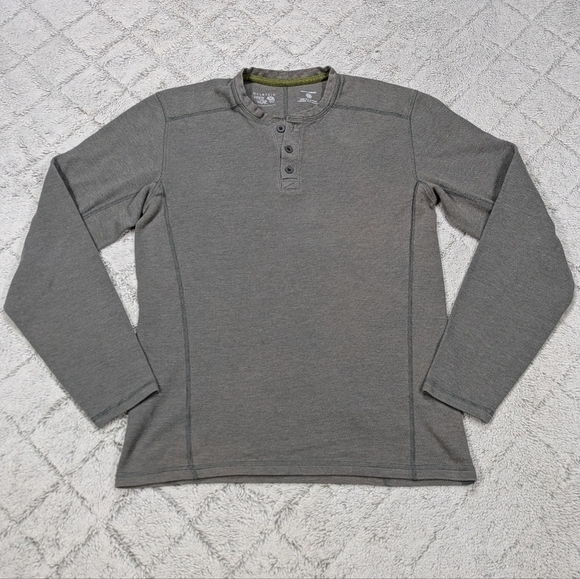 Mountain Hardwear Shirt Men's S Gray Trekkin Thermal Henley Wick. Q Hiking - Picture 1 of 10
